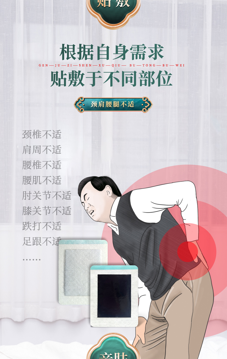 根據(jù)自身不適的情況，按需求貼敷